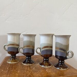 Vintage Otagiri Japan Footed Irish Coffee Cups Mugs Hand Crafted‎ Stoneware